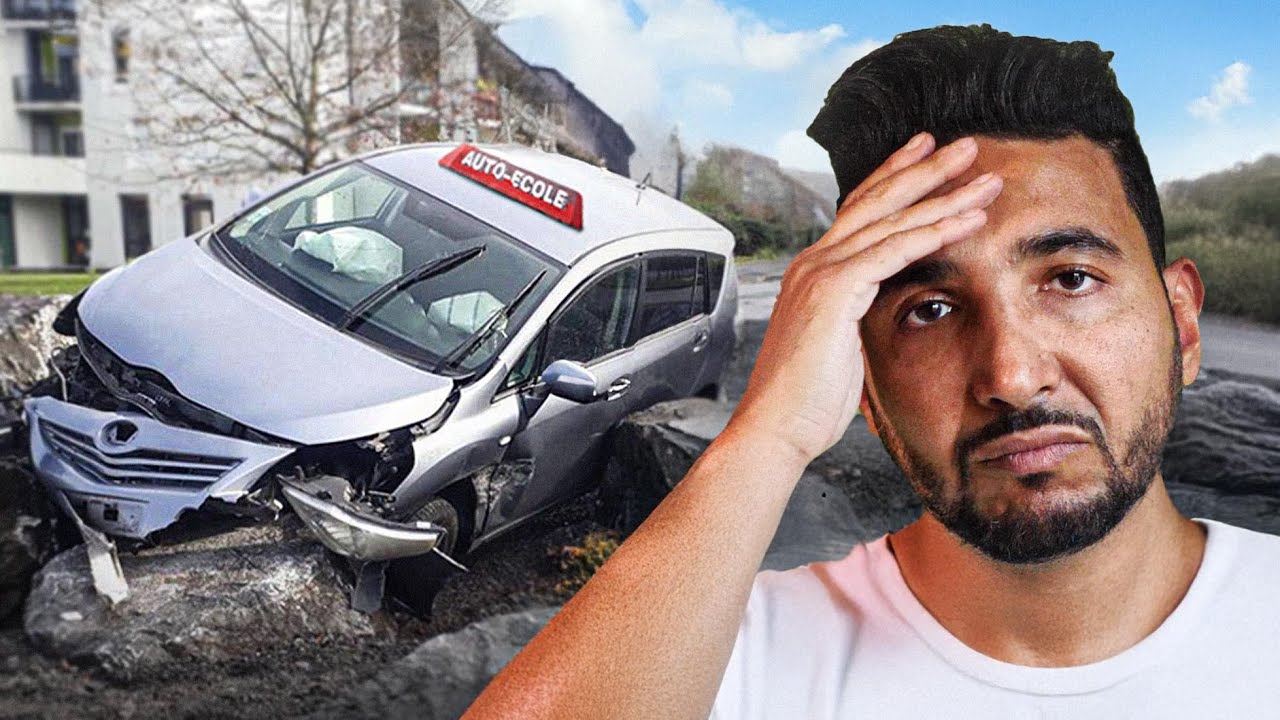Il crash ma voiture en leçon de conduite (auto école)