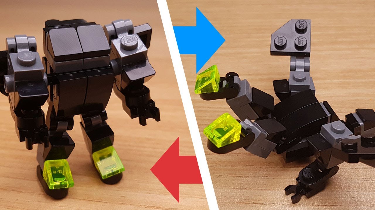[レゴロボ作り方] ドラゴンに変身する黒騎士のミニレゴロボット！その名は龍騎士(ドラゴンナイト)！ 自作トランスフォーマーロボットの変身方法と作り方