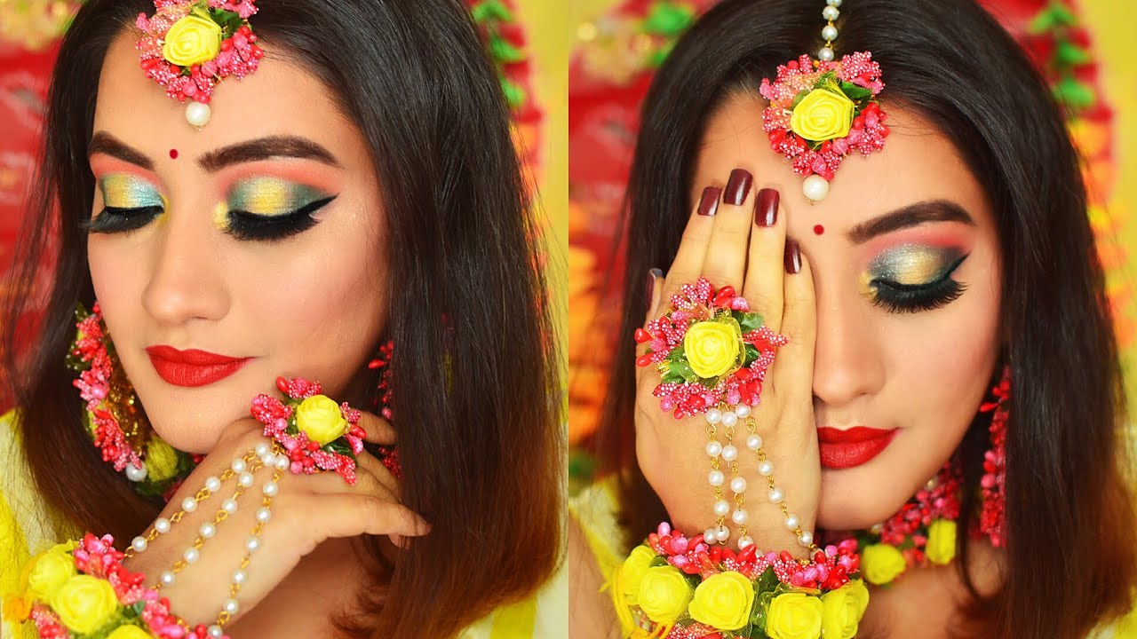Indian Bridal Makeup Tutorial Mehendi Function | Indian wedding series video 1
