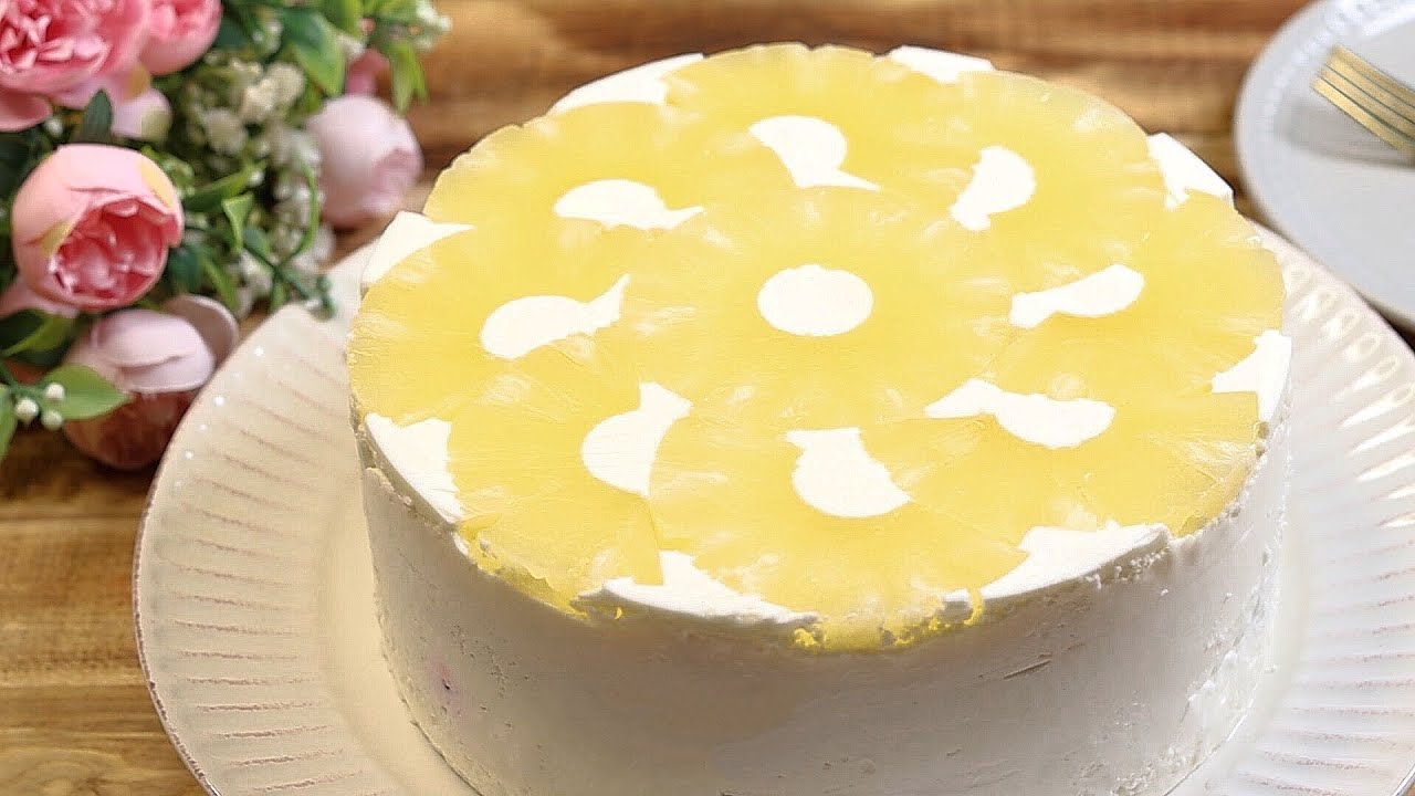 My husband is asking for this dessert everyday😋/ pineapple mousse cake 👌