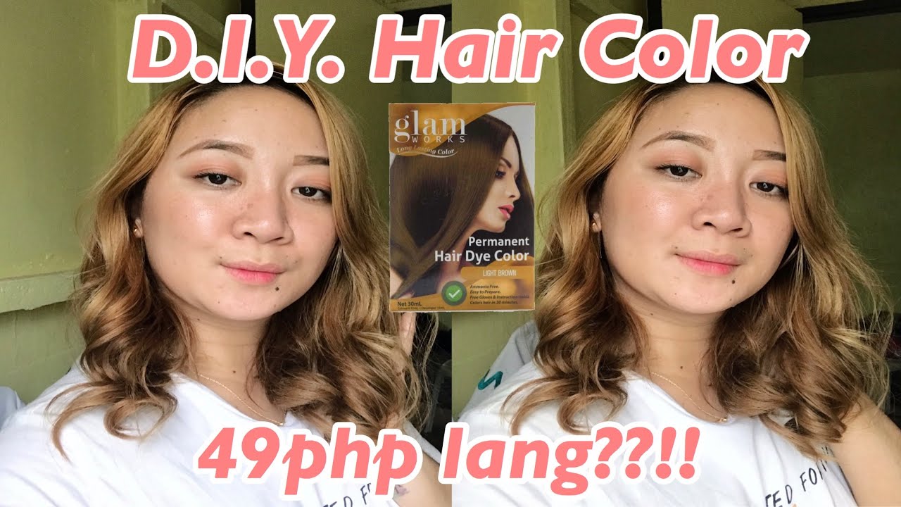DIY TIPID HAIR COLOR for only 49php | GLAMWORKS Hair Coloring Shampoo-Light Brown | Kinch Tejana💛
