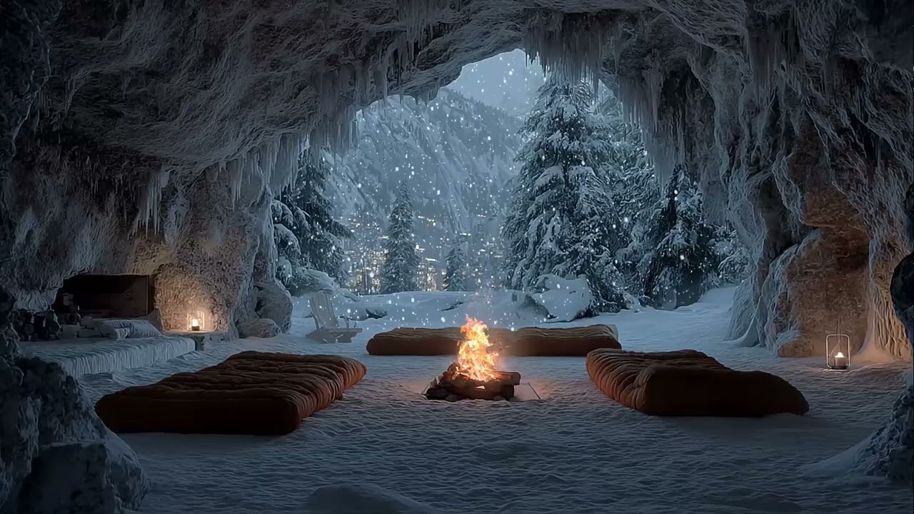 Blizzard Night in a Winter Cave ❄️ Intense Snowstorm & Wind White Noise for Deep Sleep
