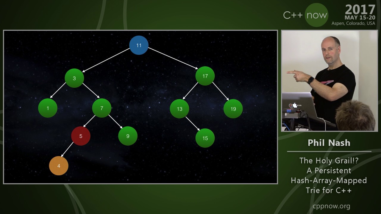 C++Now 2017: Phil Nash &ldquo;The Holy Grail!? A Persistent Hash-Array-Mapped Trie for C++