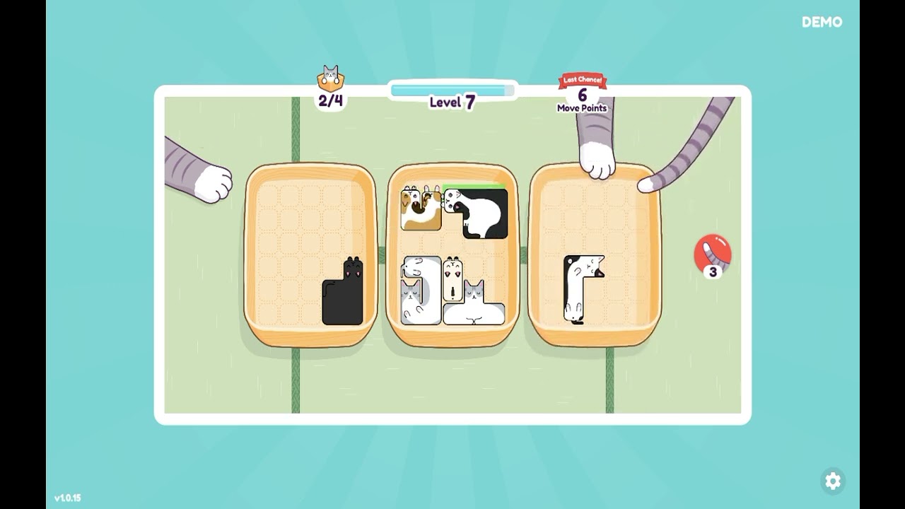 NeNeKoNeKo — An arcade version of block puzzles, fill either of the three boxes with cats