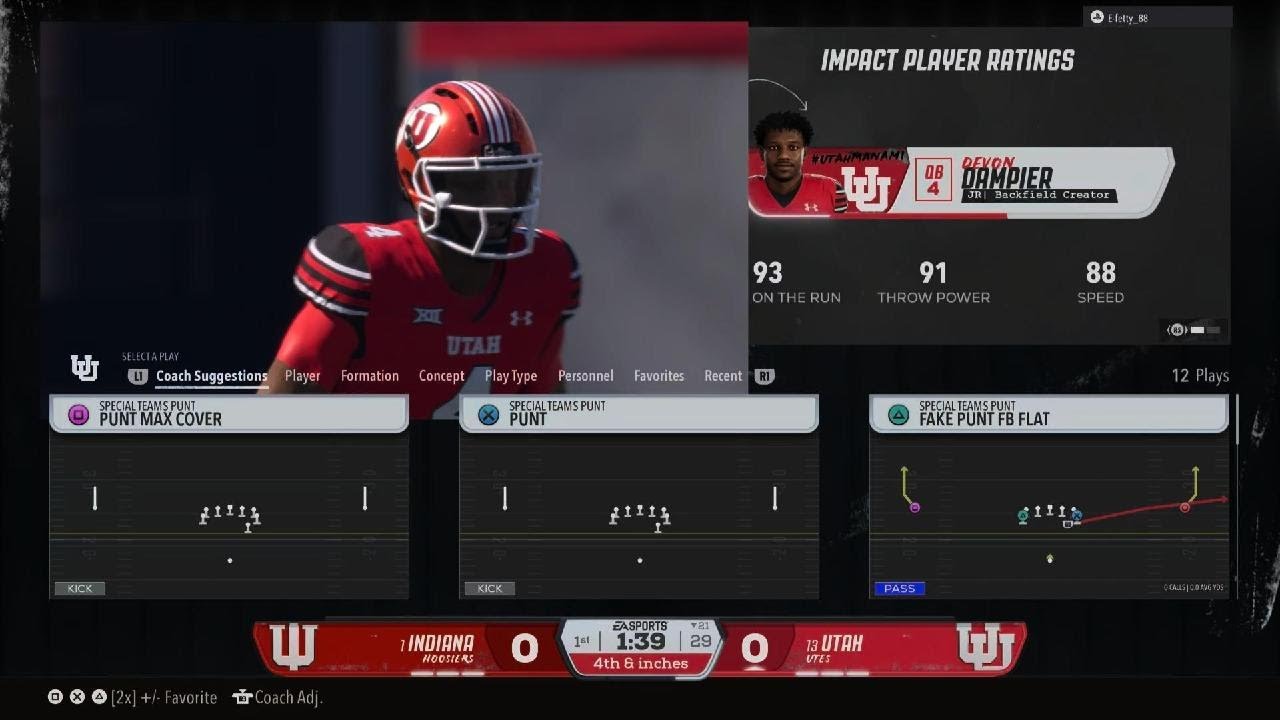 CFB26 3 fumble recoveries in 1 game against #1 team