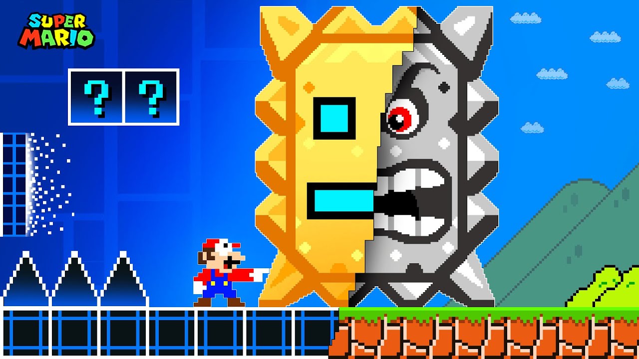 Super Mario Bros. But When Everything Mario Touches Turns Into Geometry Dash