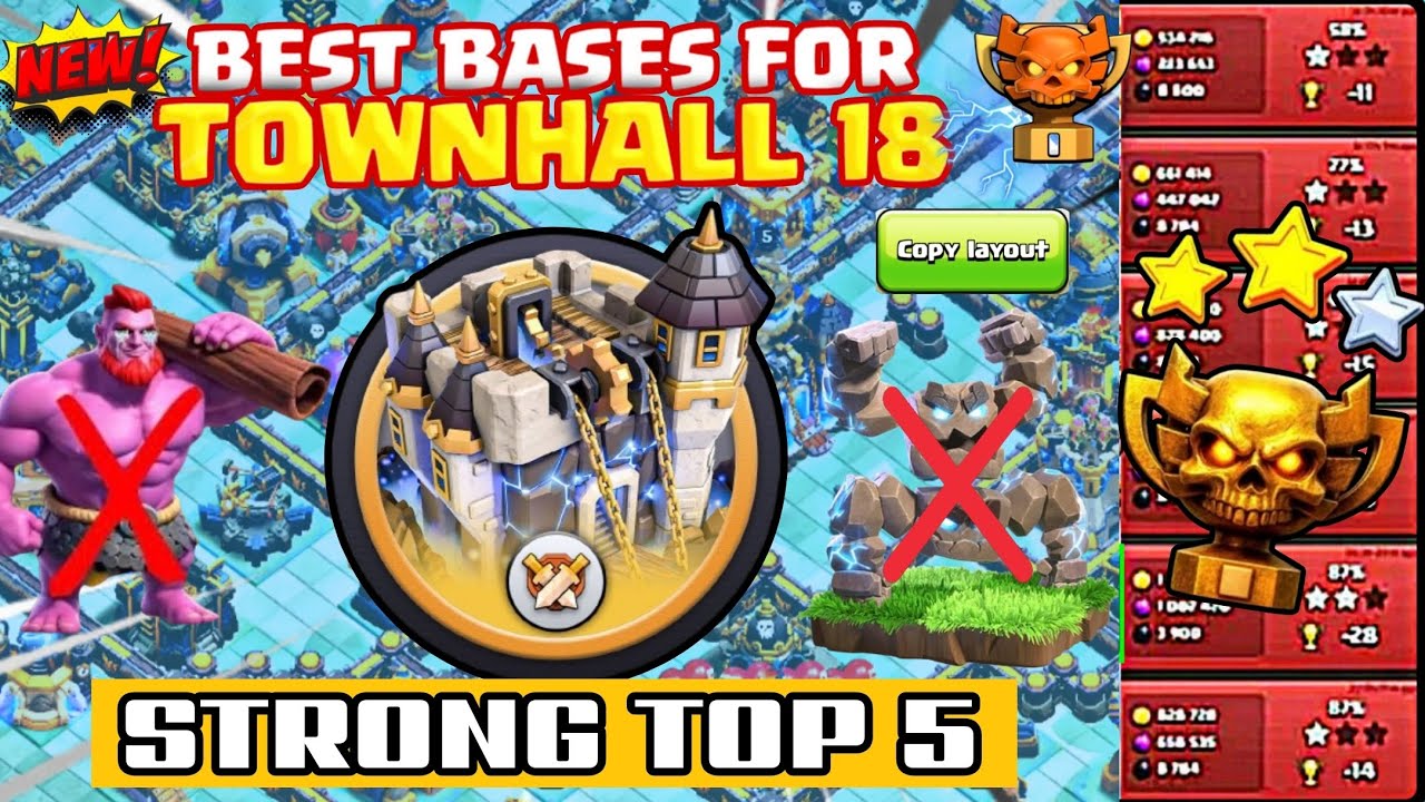 *NEW TOP 5 * BEST TH18 WAR BASES LINK 2026 - TH18 WAR BASE COPY LINK - CLASH OF CLANS 