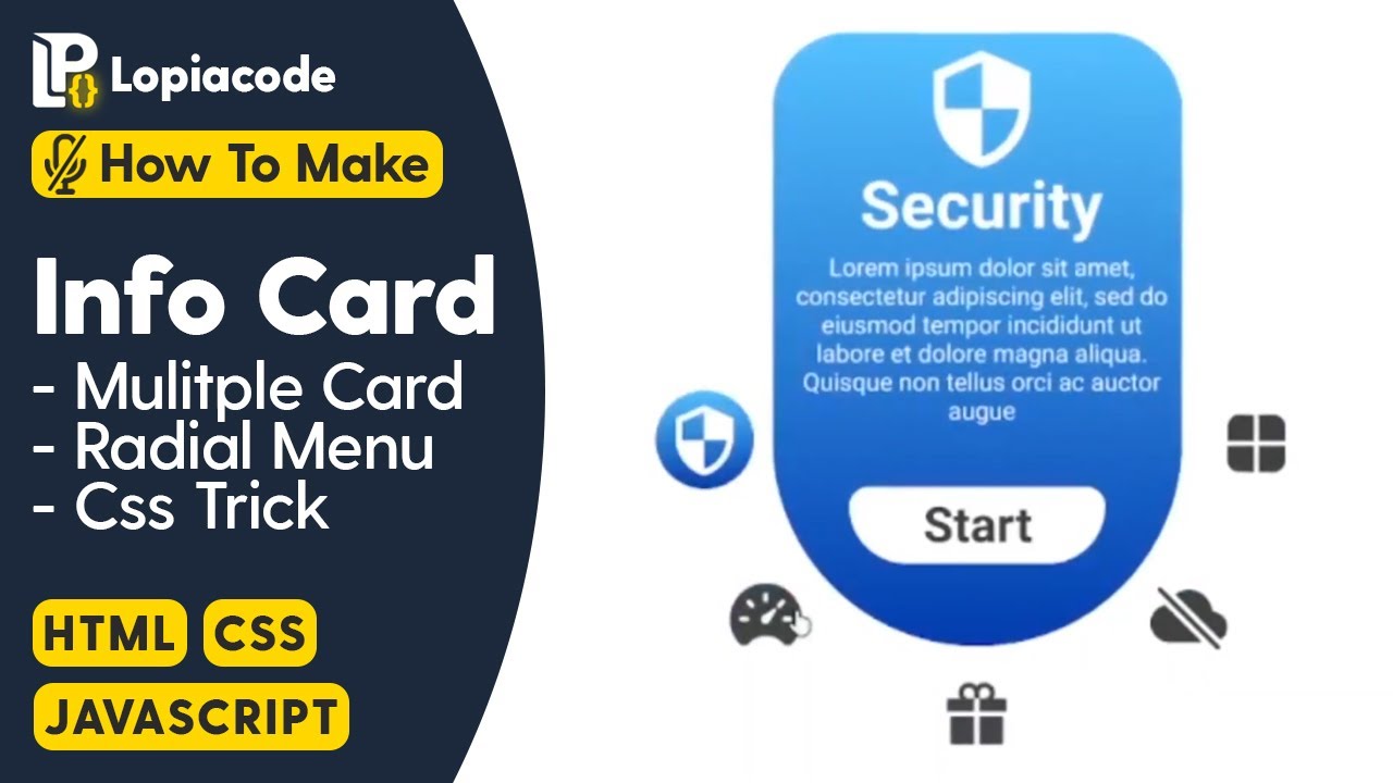 Multiple Info Card Design Using CSS & Javascript | Radial Menu Items