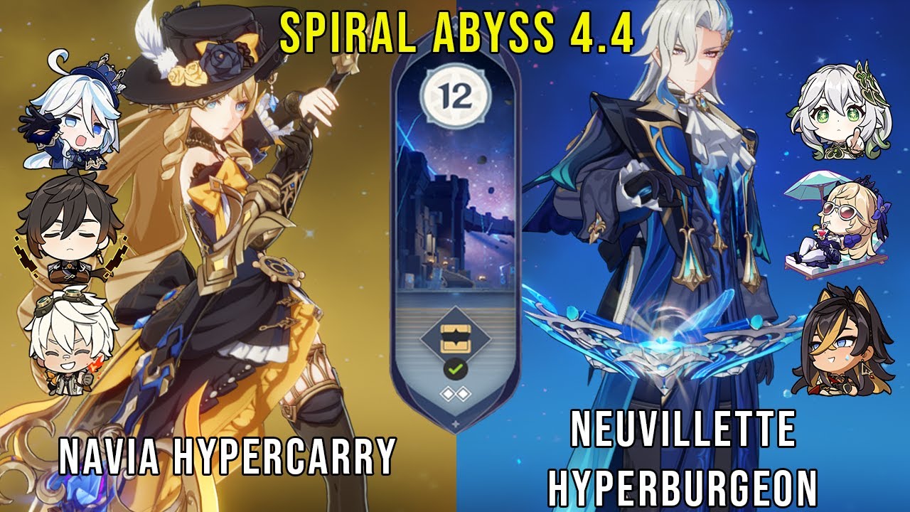 C0 Navia Hypercarry and C0 Neuvillette Hyperburgeon - Genshin Impact Abyss 4.4 - Floor 12 9 Stars