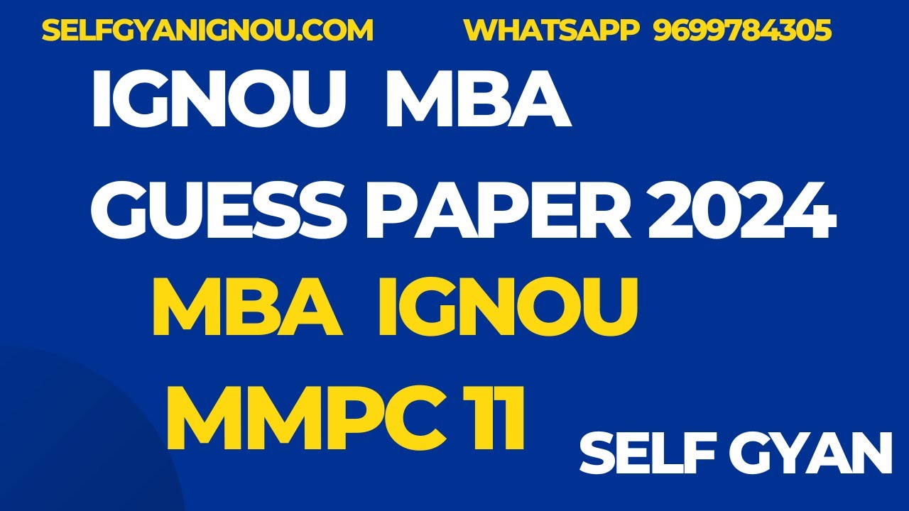 MMPC 11 MBA Ignou Important Questions Self Gyan 2024