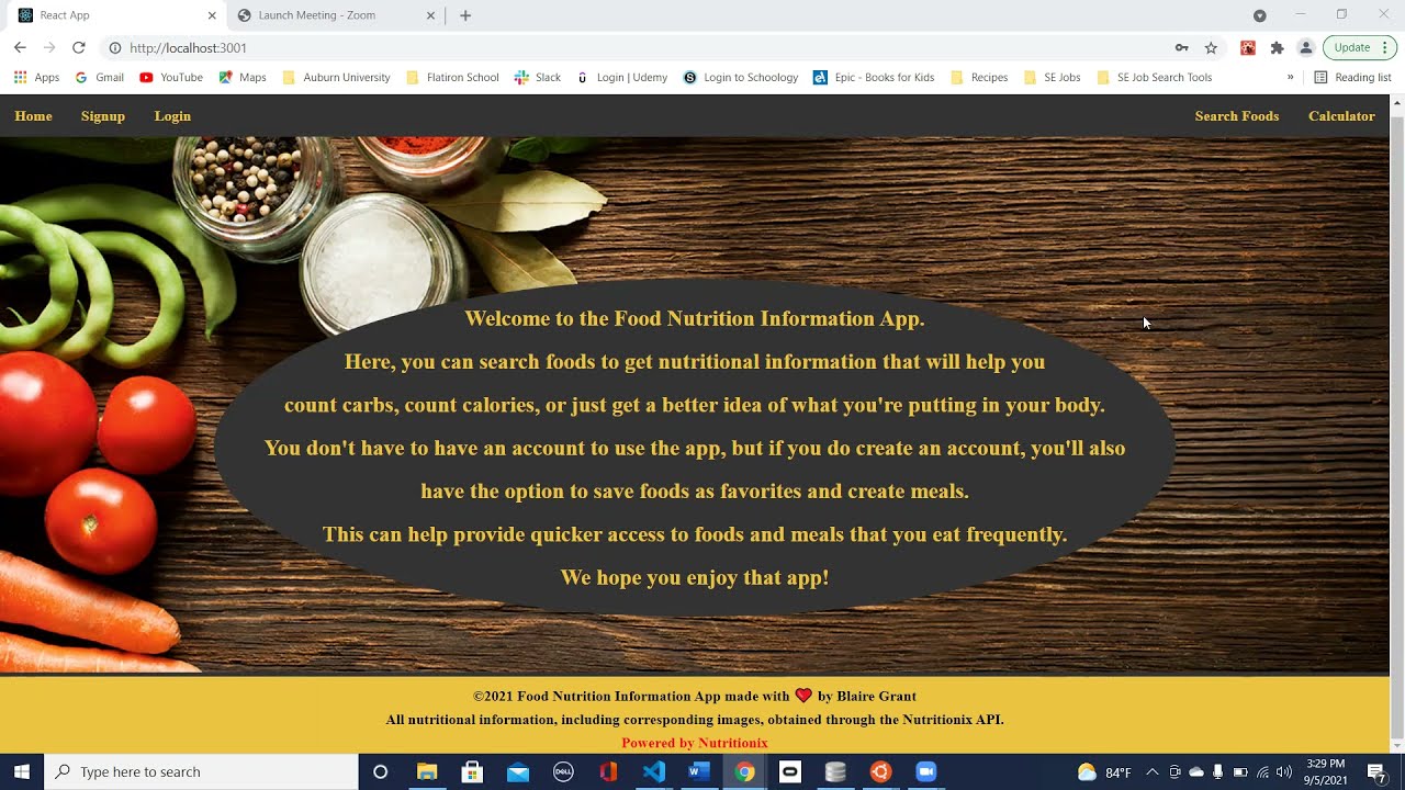 Food Nutrition Information App Walkthrough