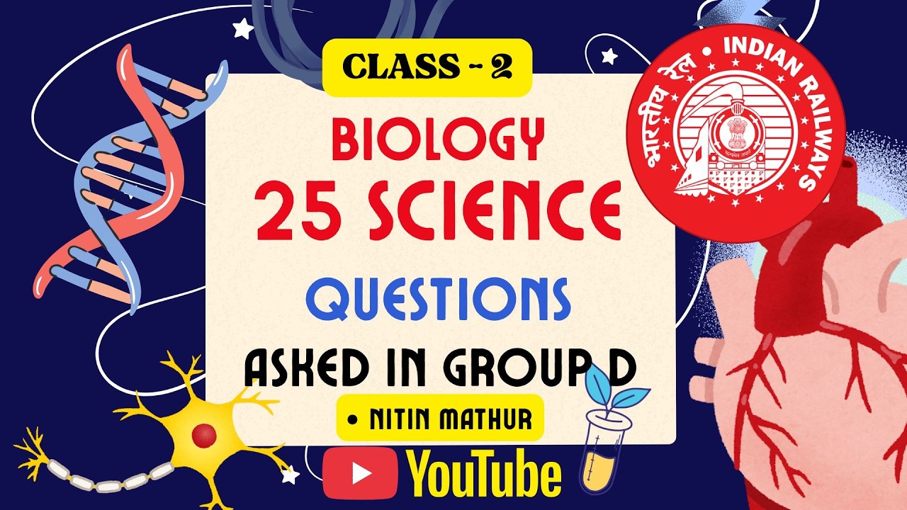 BIOLOGY 25 SCIENCE QUESTION ASKED IN GROUP D BY NITIN MATHUR | PYQ PRACTICE FOR NTPC, GROUP D & SSC