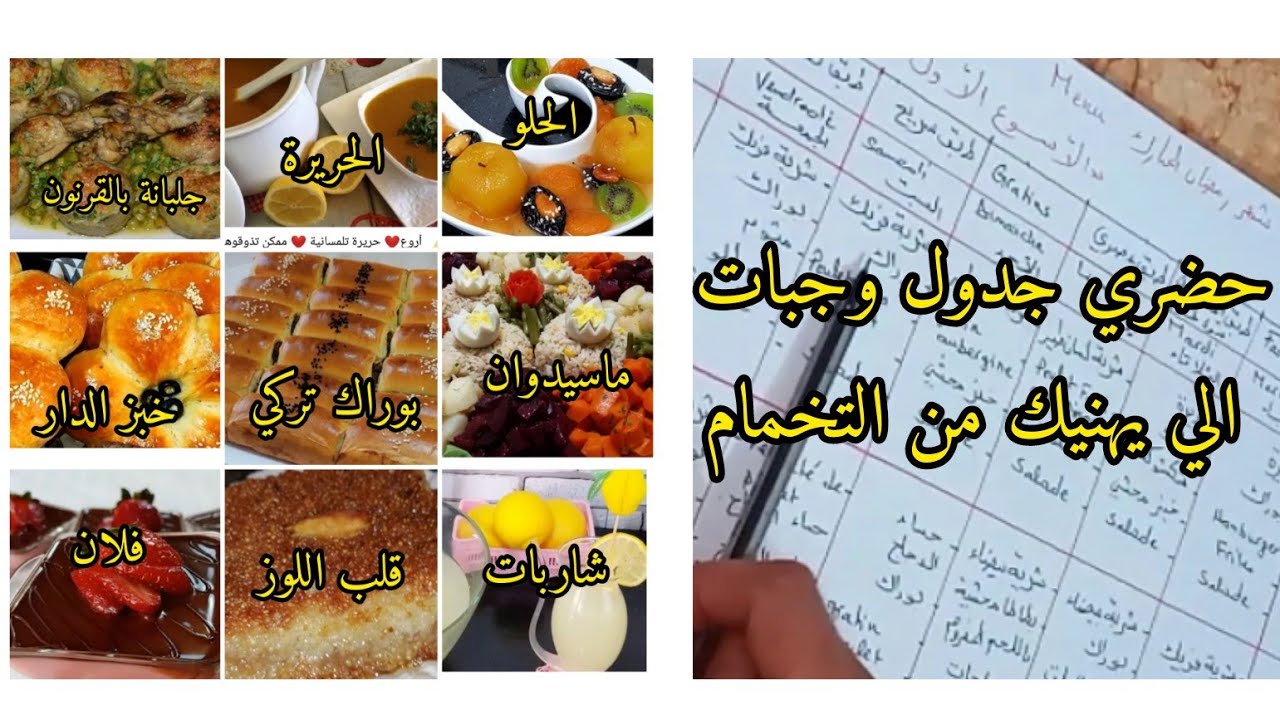 قائمة وجبات شهر رمضان الي تنحي عليك التخمام والحيرة