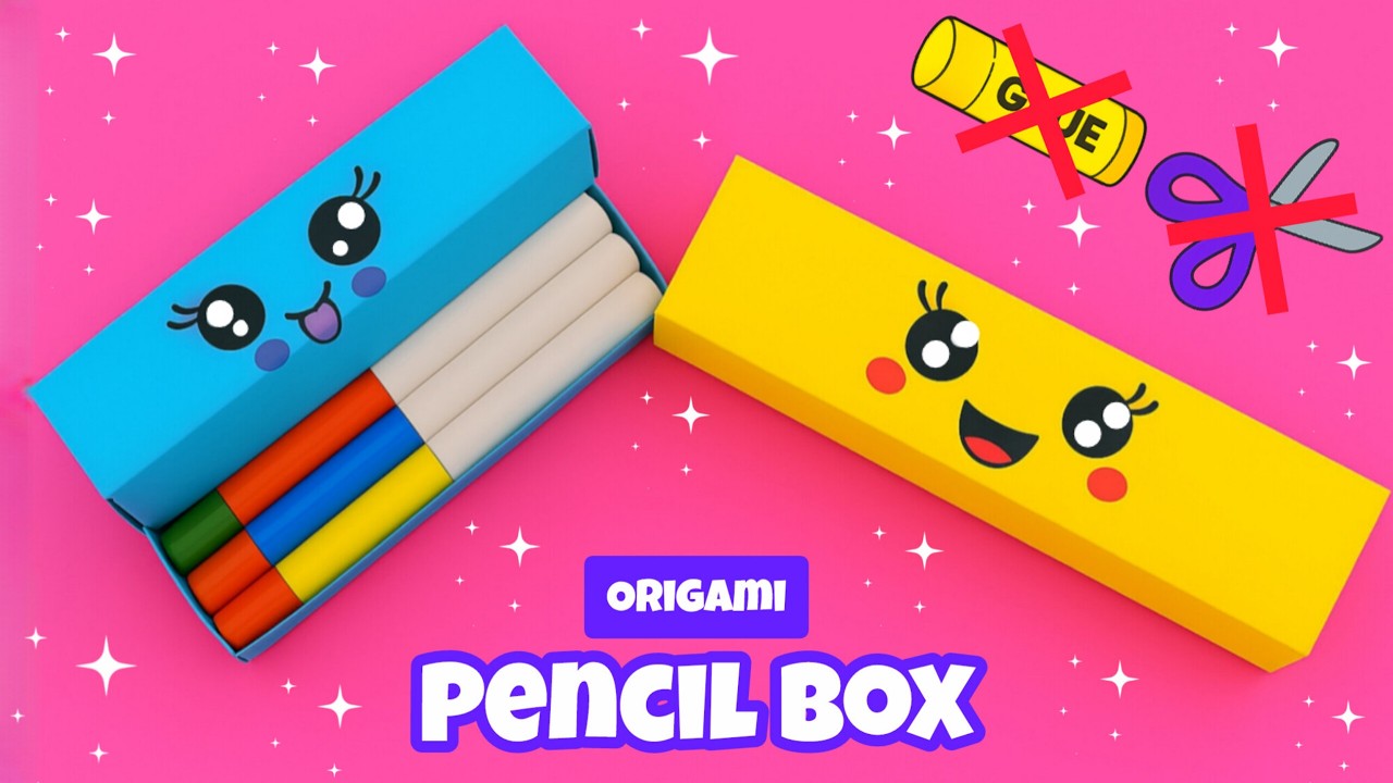 Origami Pencil Box ✏️ | Step‑by‑Step Tutorial for Kids | No‑Glue Paper Craft Organizer