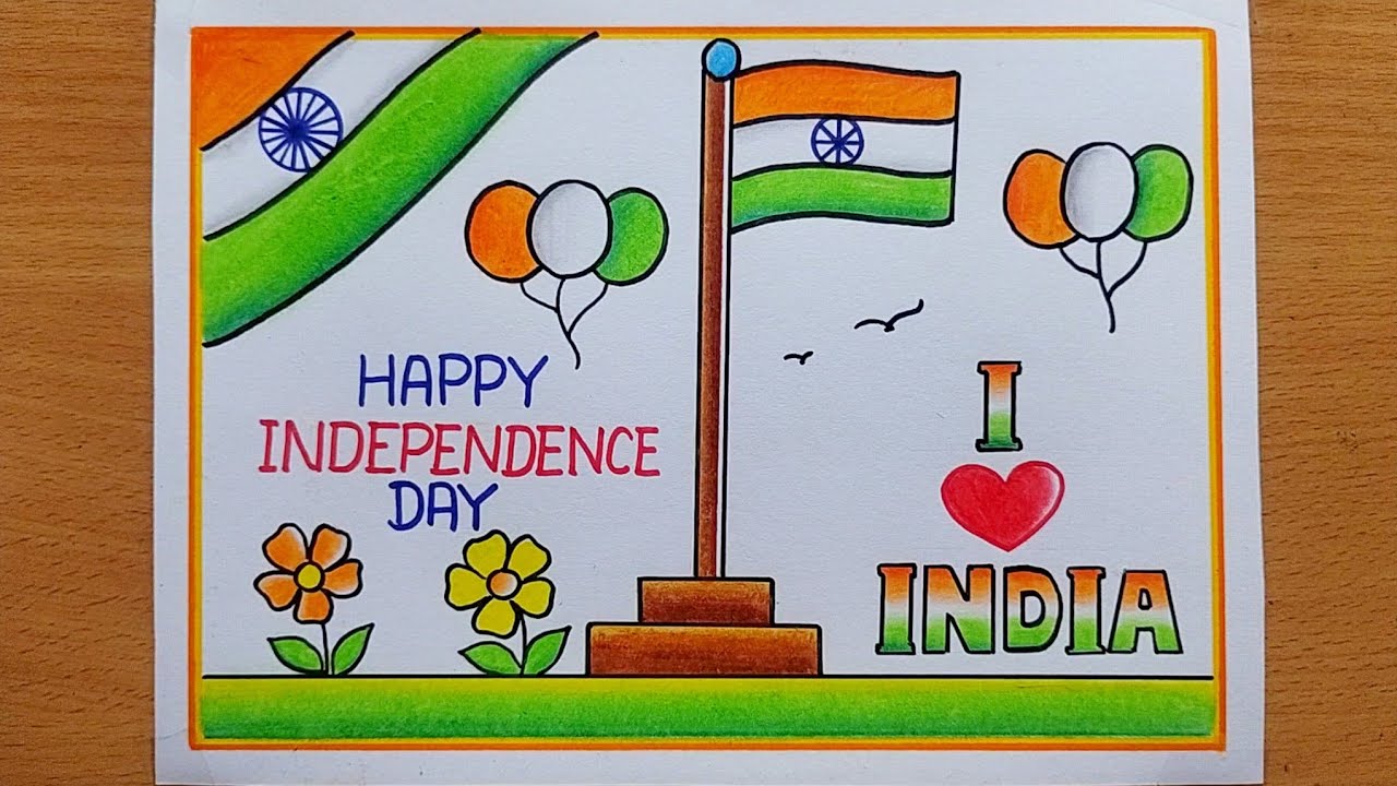 Very easy Independence Day drawing| Independence day poster drawing| Happy Independence day drawing
