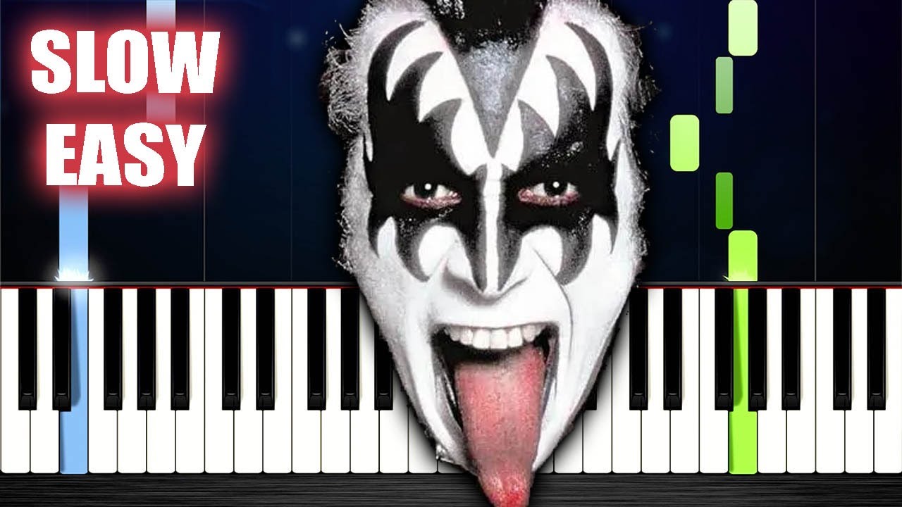 Kiss - I Was Made For Lovin' You - SLOW EASY Piano Tutorial
