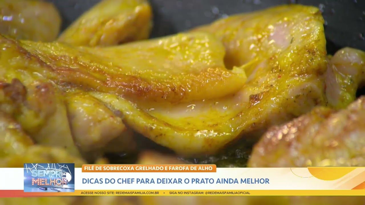 Filé de Sobrecoxa grelhado e farofa de alho | Trufa de panetone