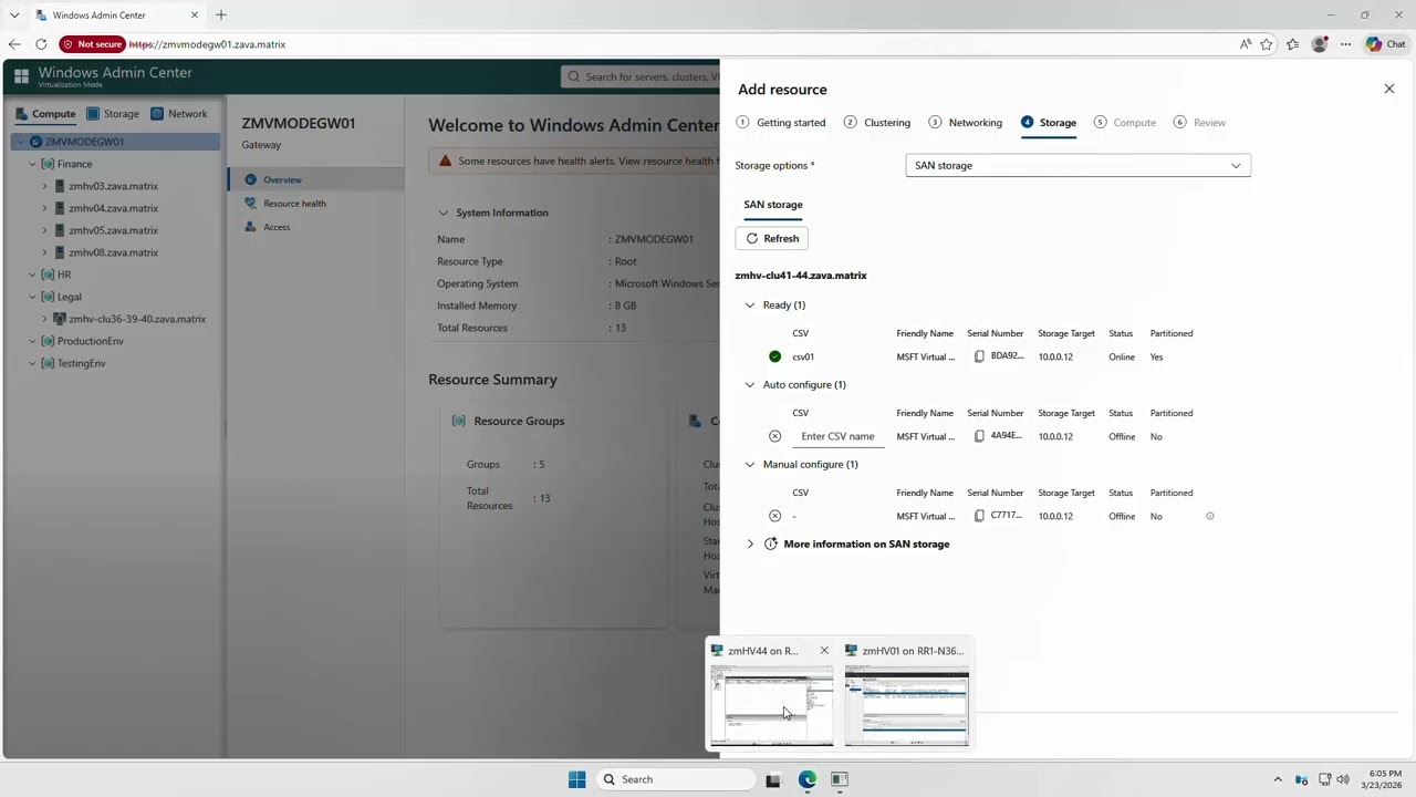 Windows Admin Center: Virtualization Mode - Configuring SAN Storage for Hyper-V
