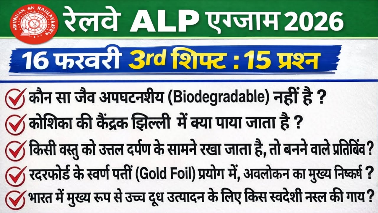 RRB ALP Review 3rd Shift 16 February 2026 | RRB ALP Exam Analysis today | RRB ALP Review 2026 Today