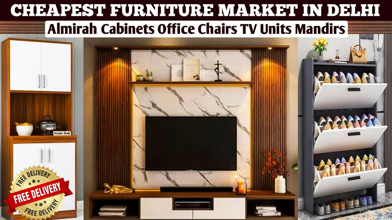 Cheapest Furniture Market in Delhi | Office Chairs Almirah TV Units Mandir Cabinets on Bumper Sale