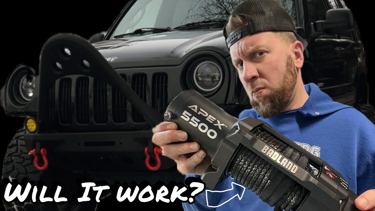 Лебедка BADLAND APEX 5500 фунтов для вездехода на JEEP LIBERTY @harborfreight #winch #jeep #theli...