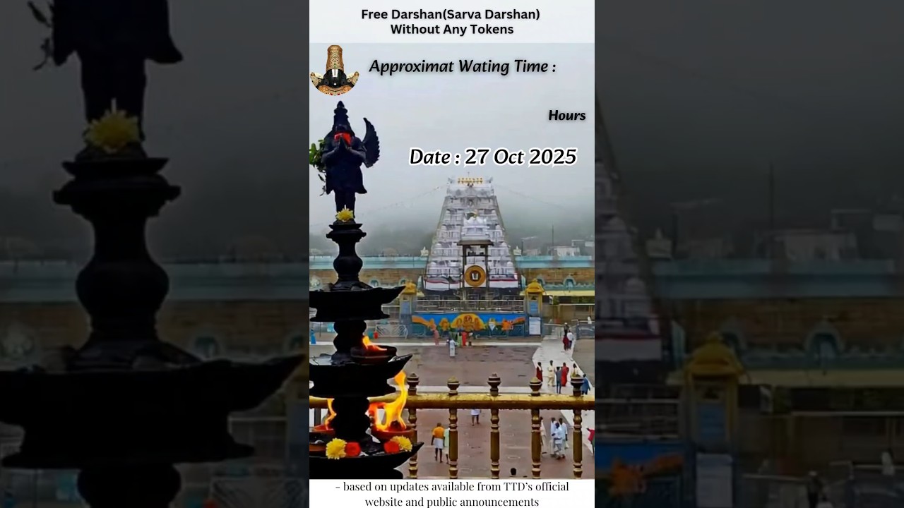 Today&rsquo;s Tirupati Temple Waiting Time | Sarva Darshan Line Duration | Free Entry Darshan