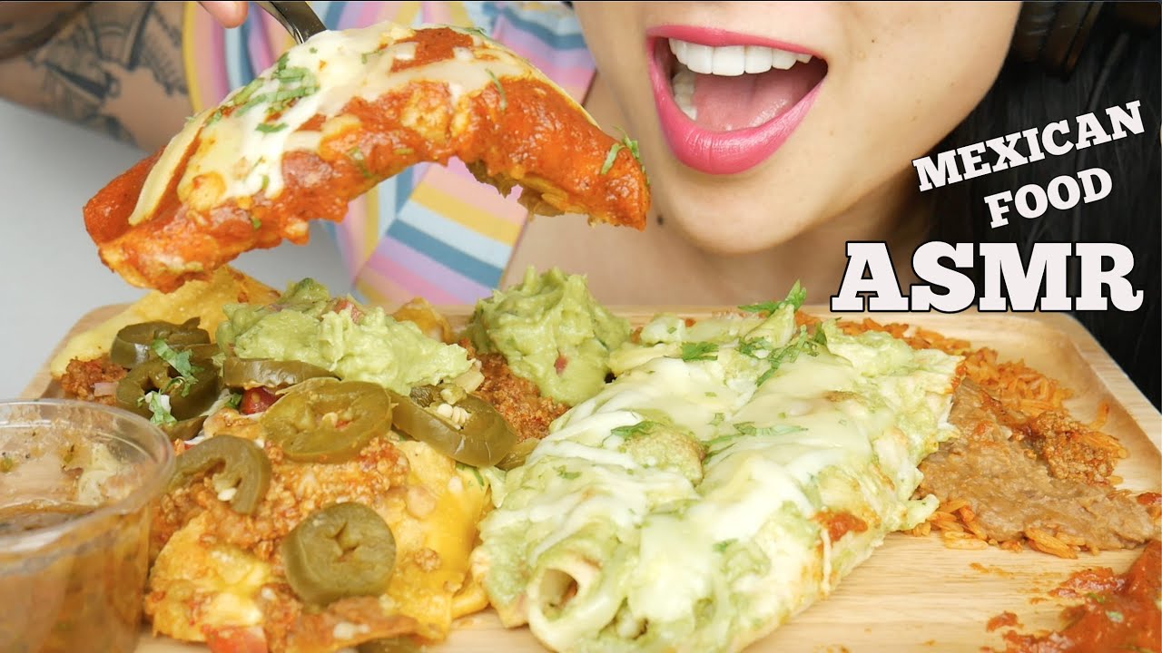 ASMR AUTHENTIC MEXICAN FOOD *ENCHILADAS + FULLY LOADED NACHOS CHEESE (EATING SOUNDS) | SAS-ASMR