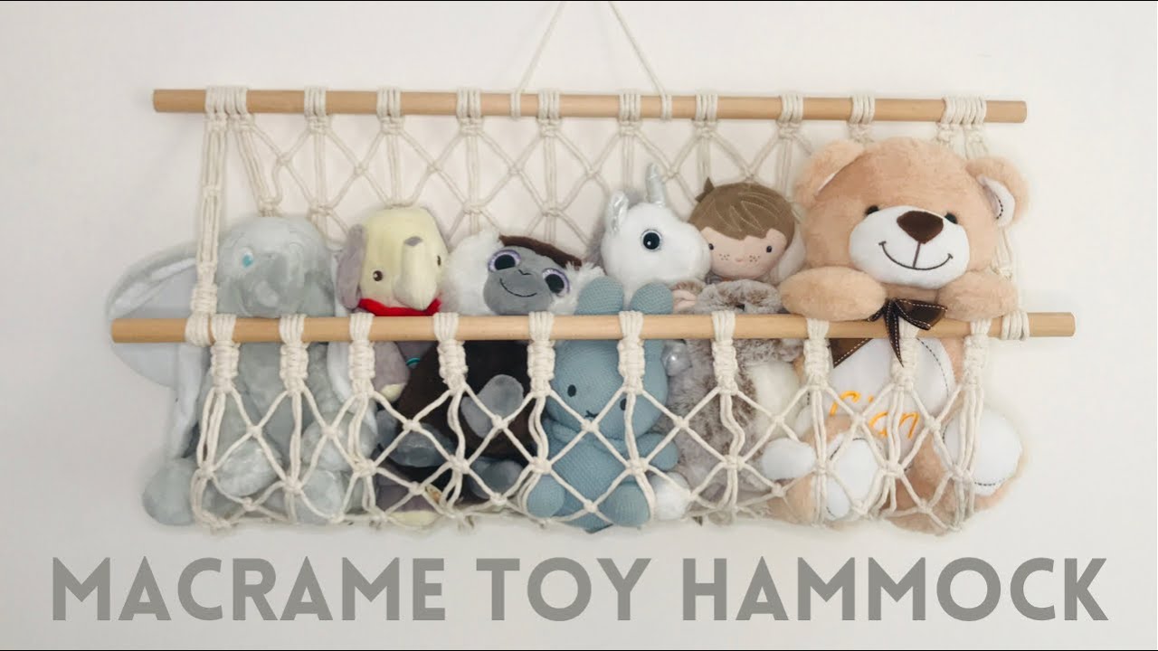Macrame Toy Hammock Tutorial - No Fringe Macrame Tutorial - Toy Storage Tutorial - Teddy Hammock
