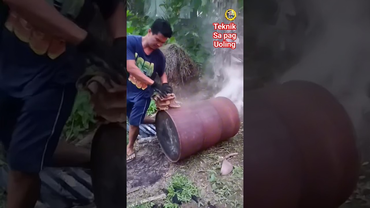 paano mag takip ng oling ng bao ng niyog.gamit ang drum.#charcoal #shorts #viral