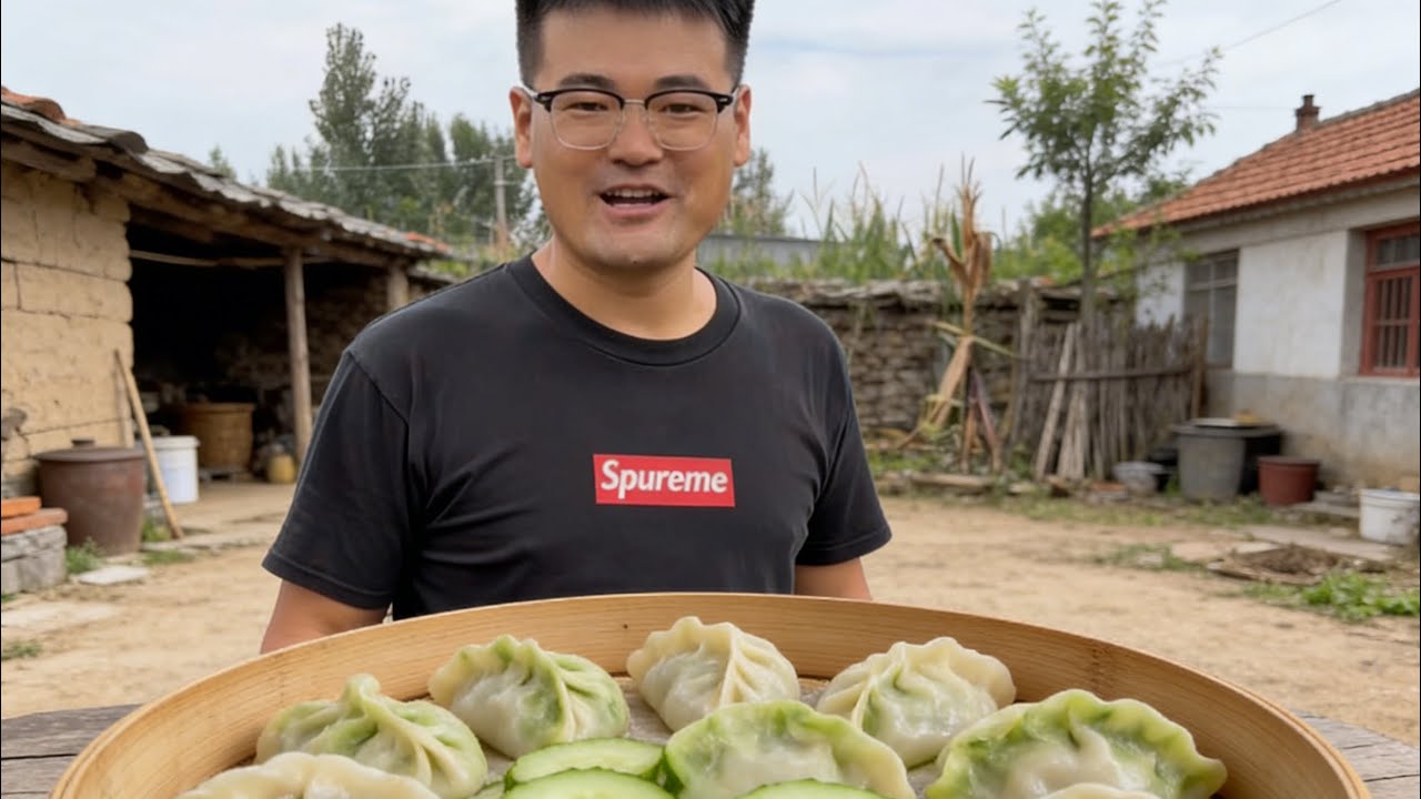）Cucumber Steamed dumplings The first crop of cucumber planted this year has finally been eaten