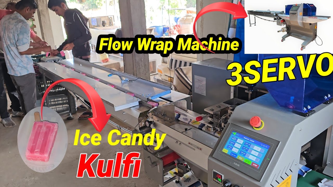 Ice Cream Candy Packing Machine | Kulfi Packing Machine | 3Servo Horizontal Flow Wrap Machine