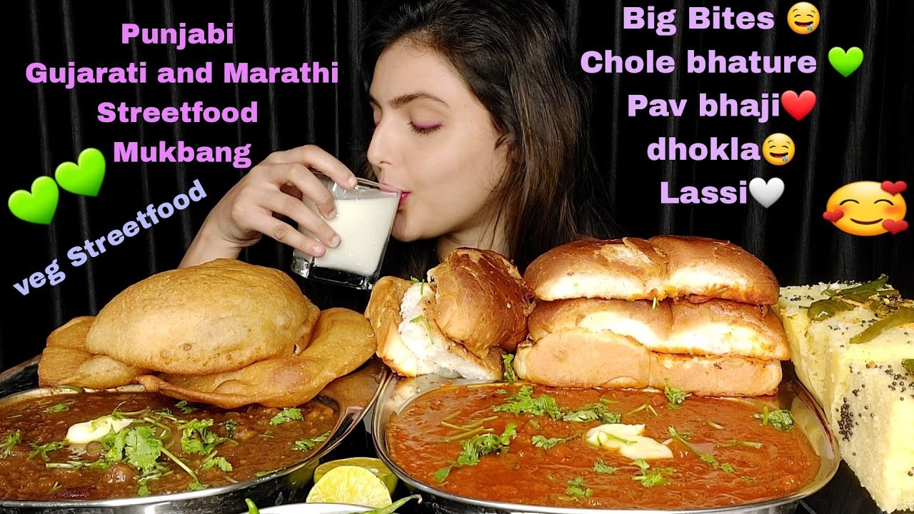 Eating Chole Bhature,Pav Bhaji, Dhokla,Streetfood Eating,ASMR Eating Show,Messy Eating,Mukbang,Food🤤
