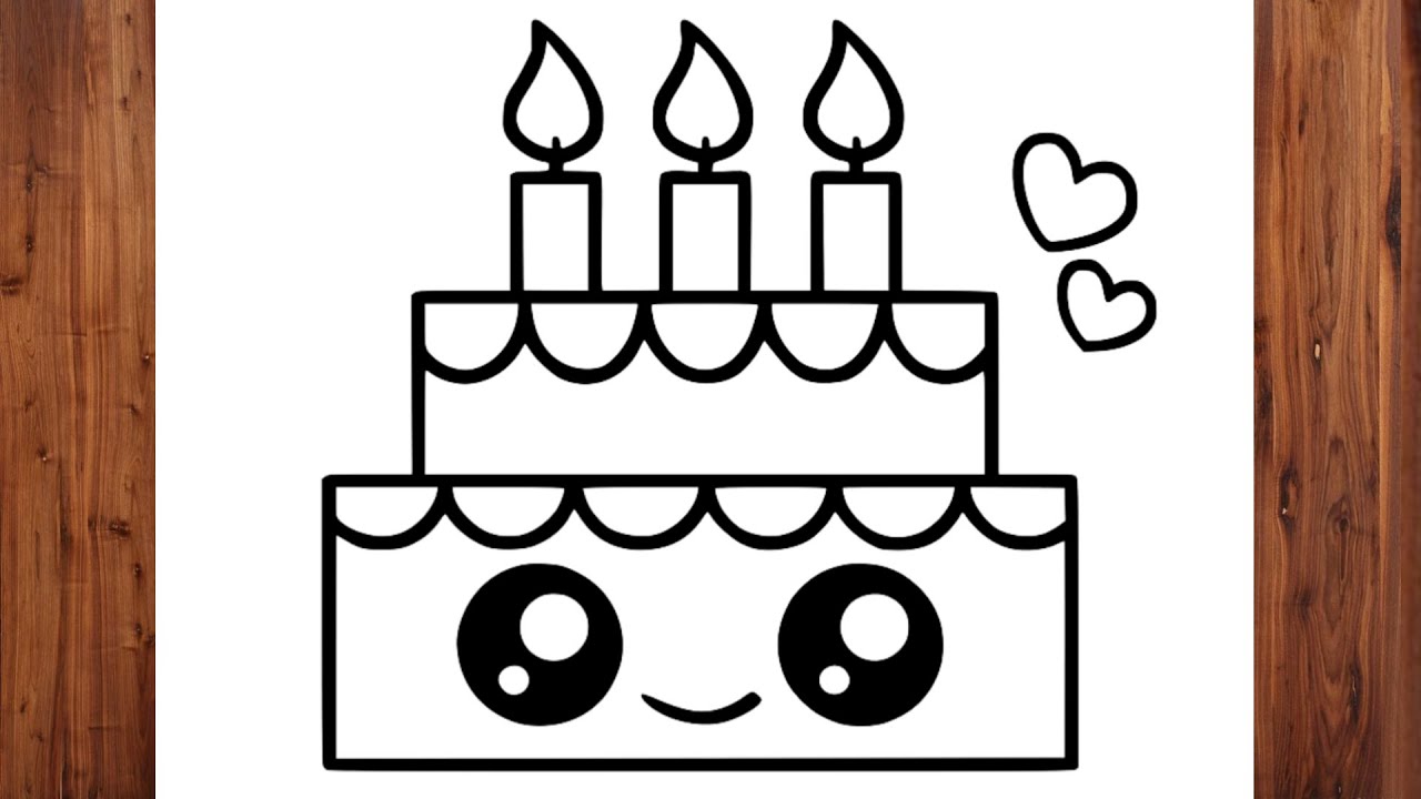 How to draw Cute Cake Step by Step - Easy Drawing for beginners - Cute Drawings ideas