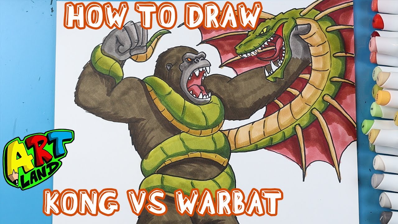 How to Draw KONG VS WARBAT!!!