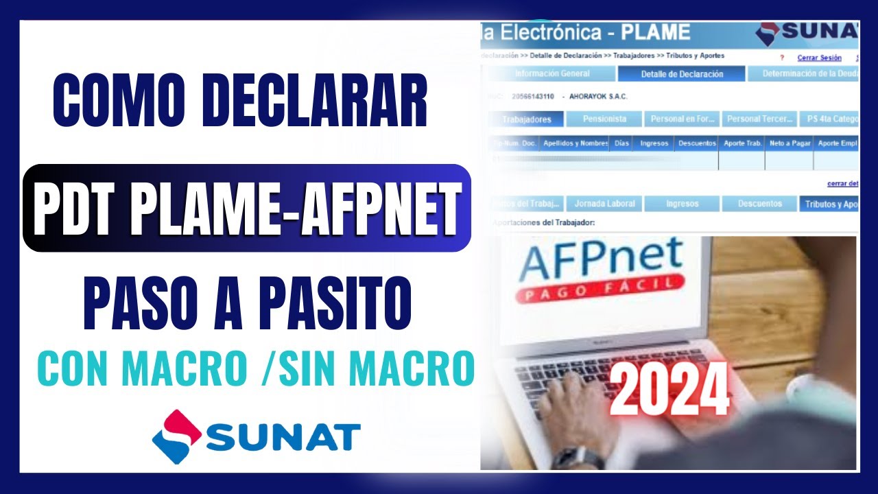 🟠 Como declarar el PDT PLAME  y AFP NET  2024 | Tutorial paso a paso SUNAT desde cero
