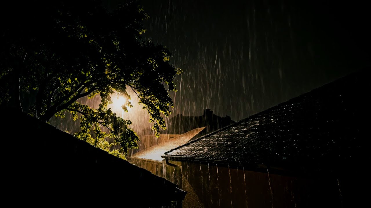 Fall Asleep Instantly Under the Gentle Sounds of Nature - Calm Night Rain on Rooftop
