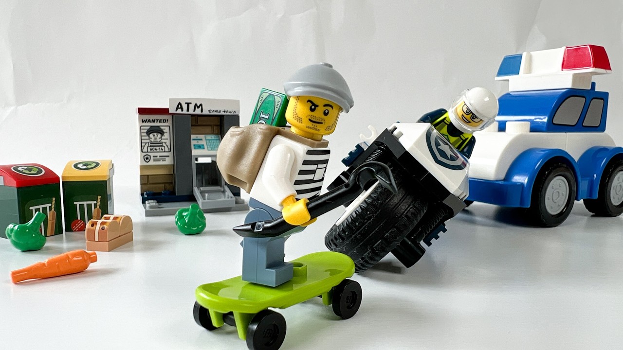 Toy ASMR | Toy Police Chase Story 🚓 LEGO Police ATM Motorcycle Set Satisfying Unboxing