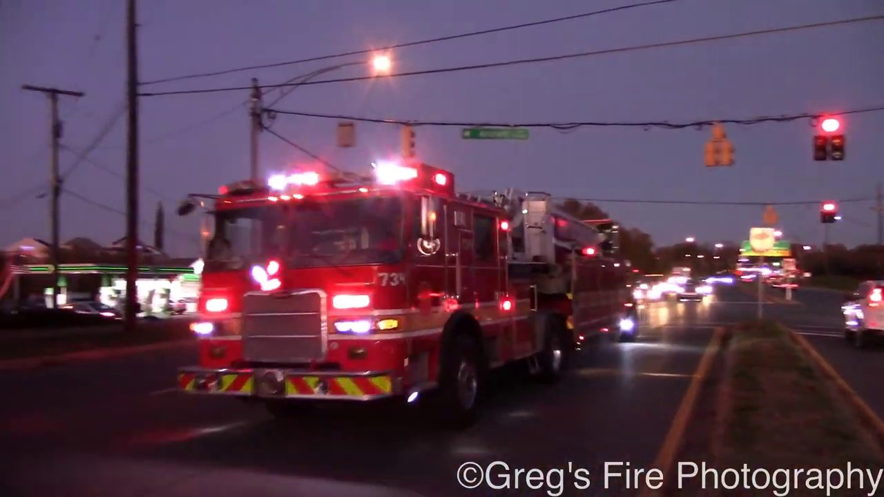 MCFRS Engine 734, Truck 734 & Battalion Chief 705 Responding