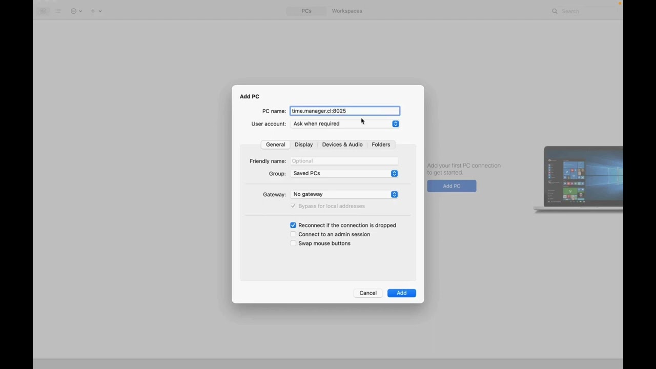 Escritorio remoto en Mac