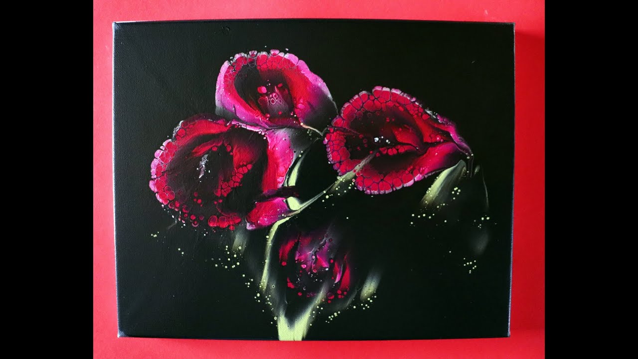 (378) 4x flower dips in red 24x30cm