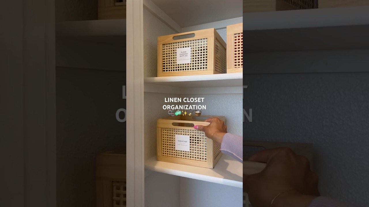 Linen closet organization 🫧✨🧹🧺🧼 Everything  i used is in my amazon #amazonfinds