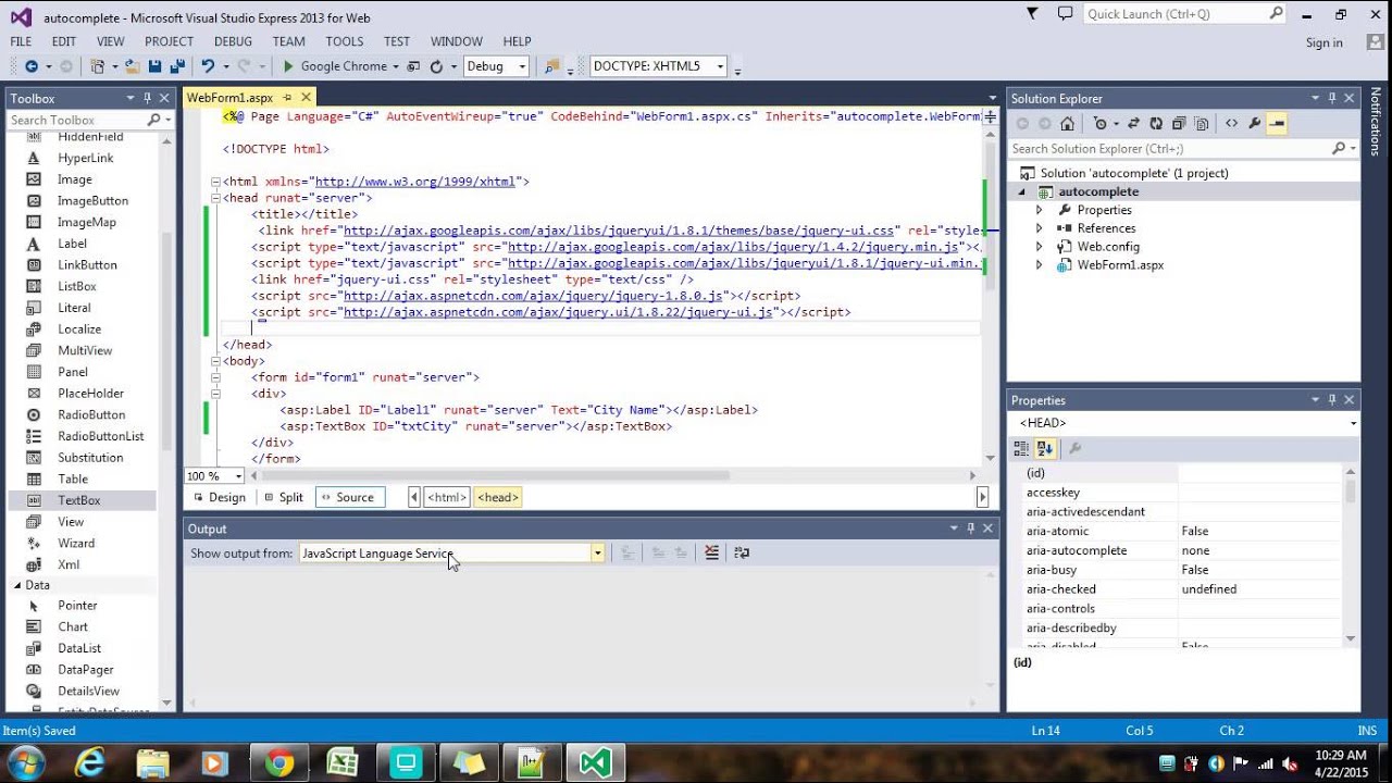 Auto Complete Text Box using Jquery in ASP.Net C#