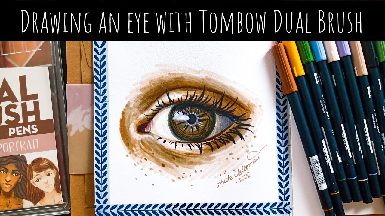 Drawing an eye with Tombow Dual Brush Pens on a non-blendable paper (I thought it was watercolor!)
