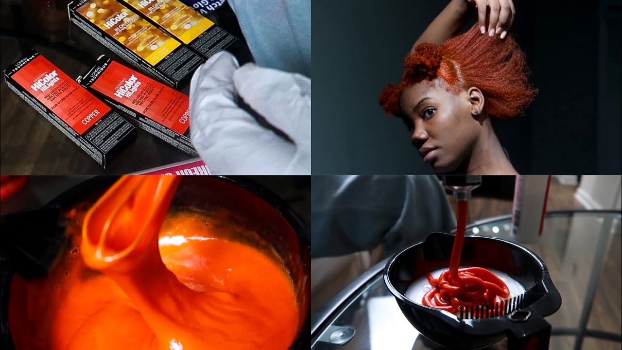 i dyed my natural 4c hair ginger/copper with l’oreal hicolour hilights | hair tutorial vlog
