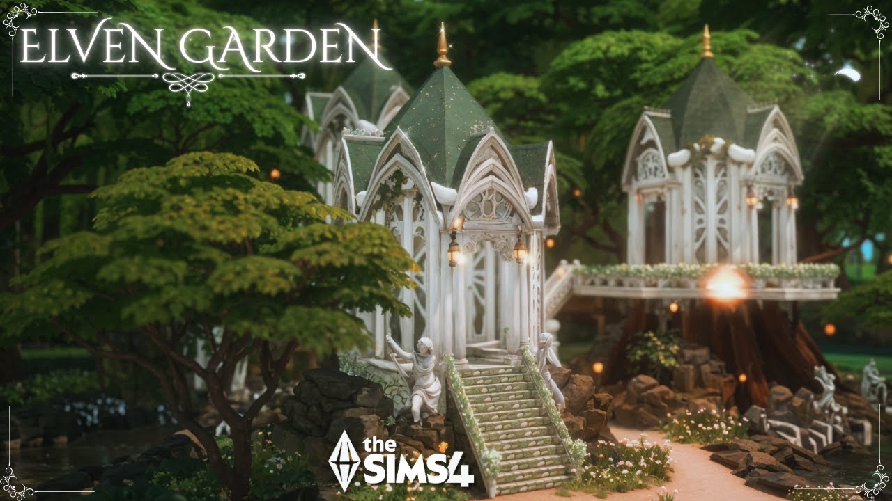 The Sims 4 Elven Garden Innisgreen Landscaping - (ASMR) - Relaxing Speed Build