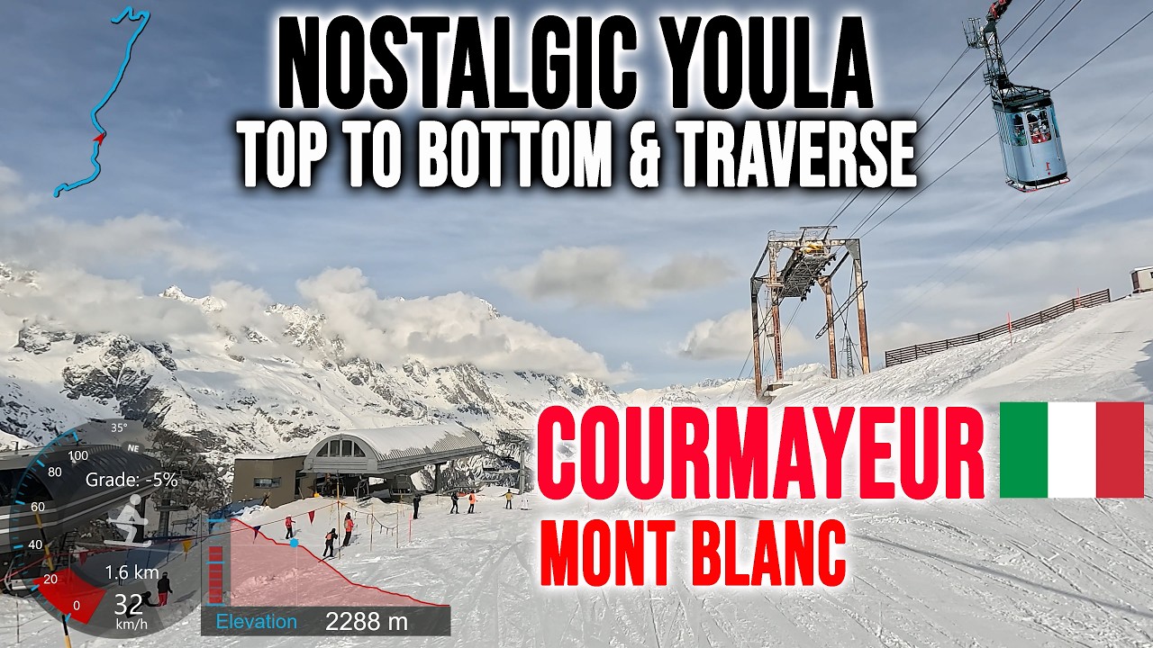 [4K] Skiing Courmayeur, Nostalgic Youla - Top to Bottom & Traverse, Aosta Valley Italy, GoPro HERO13