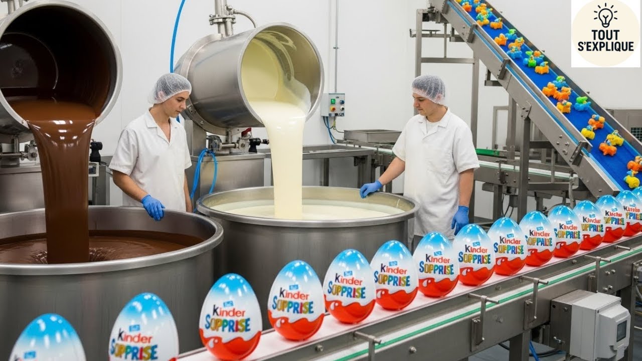 Comment c&rsquo;est fait : Les &oelig;ufs Kinder Surprise &mdash; fabrication dans les m&eacute;ga-usines de chocolat