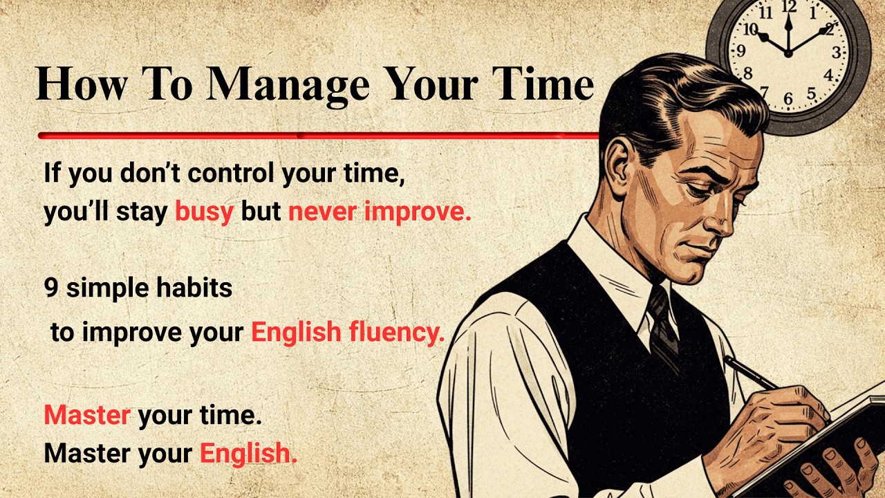 How to Manage Your Time - 9 Time Management Tips || Improve Your English Fluency ✅️