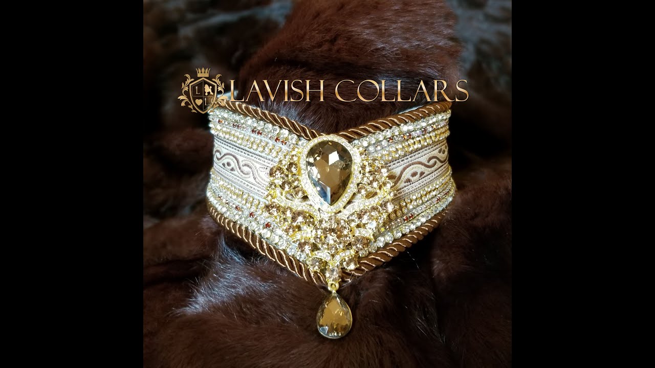 Brown and Gold Rhinestone Dog Collar- Lavish Collars