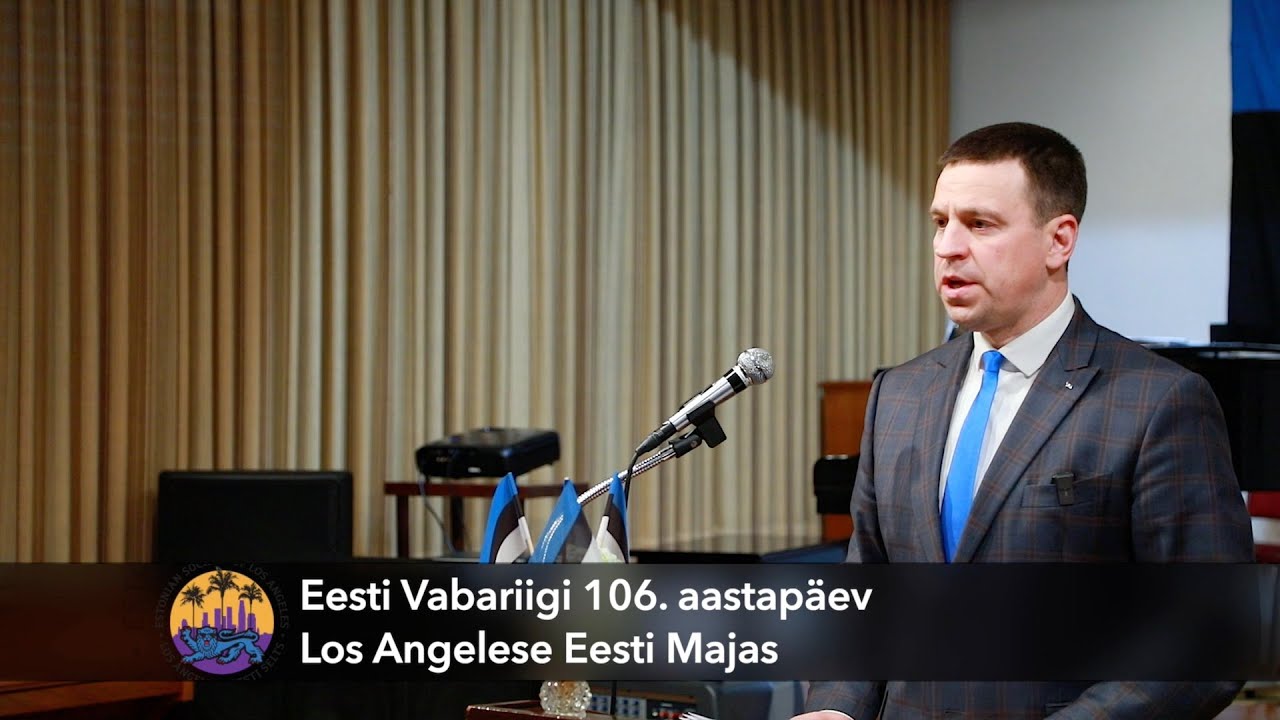 Riigikogu aseesimees Jüri Ratas Eesti Vabariigi 106. aastapäeval Los Angeleses